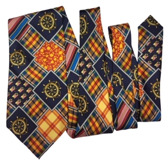 POOLO da Ponte 100% Silk Patchwork Nautical Made in Italy Vintage - Picture 1 of 8